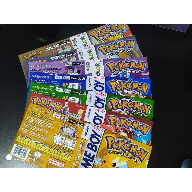 Pokemon - 5 Encartes Impressos a sua escolha - Yellow - Green - Red - Blue - Crystal - Gold - Silver - Etc