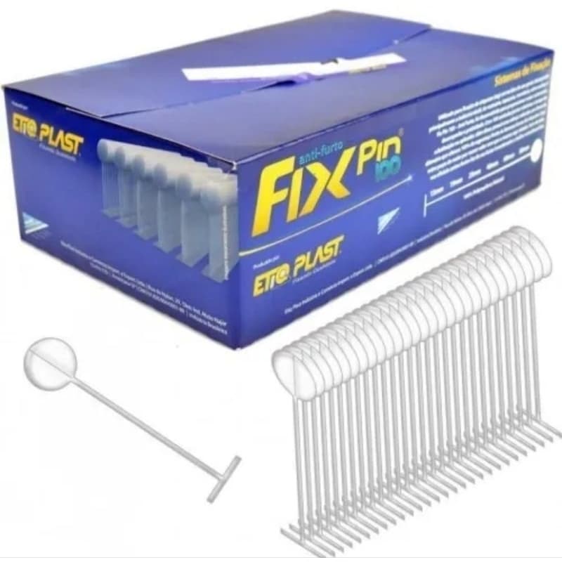 Pino Fix Pin de 25mm e 40mm Anti Furto Caixa com 1000 e 5000 unidades Etiq Plast
