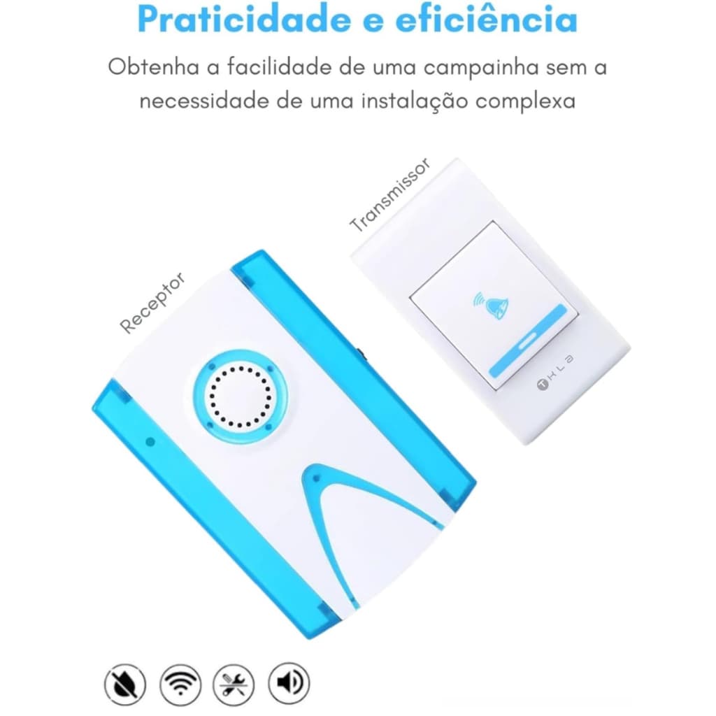 Campainha Residencial de Tomada Sem Fio Wireless 32 Toques Alcance 100 metros CA327