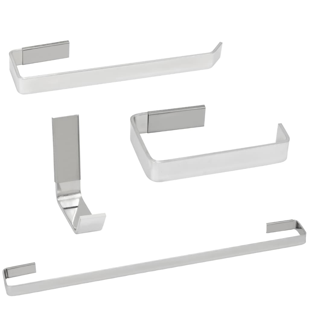 Kit Banheiro 4 Peças Alumínio Inox Papeleira Cabide Toalha Rosto Toalha Banho Resistente