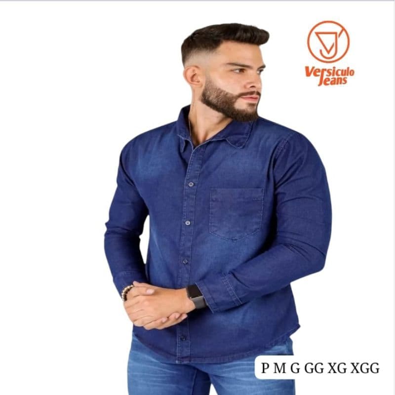 Camisa jeans. Jaqueta Jeans. Camisa Jeans Social Manga Longa 100% Algodão .