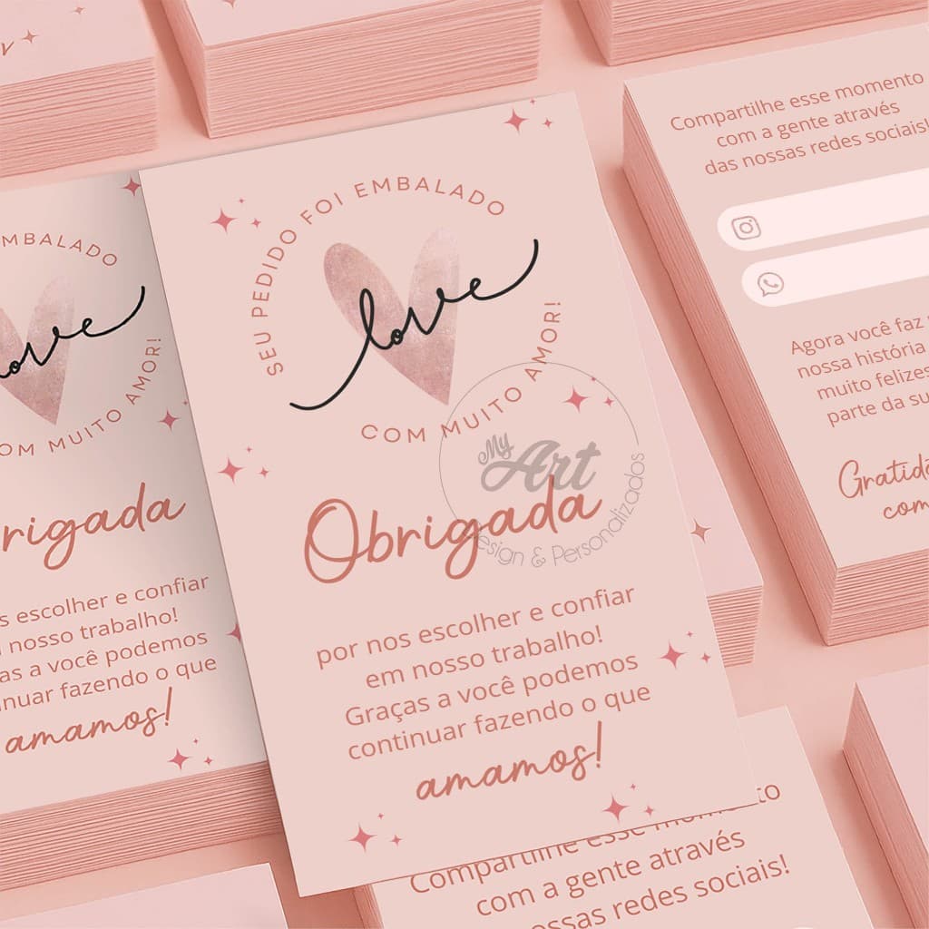 Cartão Obrigada pela Compra | Agradecimento ao Cliente | Várias Cores