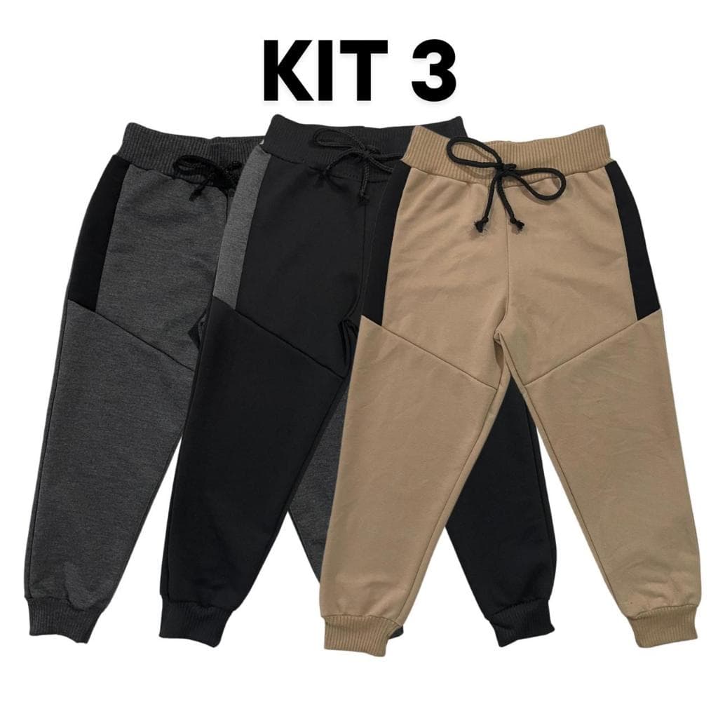 Kit 3 Calça de Moletom Moletinho Menino Infantil Quentinha Confortável Estilosa