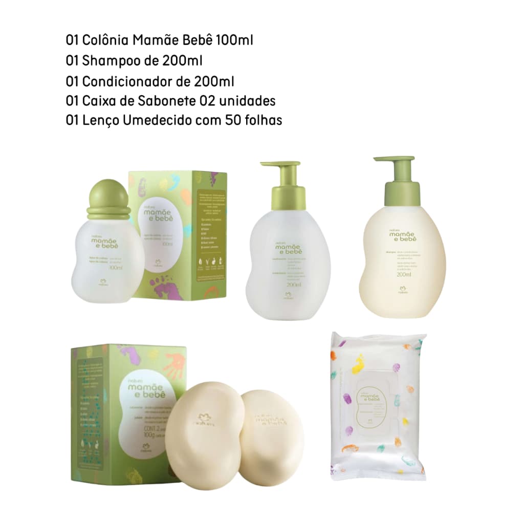 Kit Mamãe Bebê da Natura,  com  Colônia, Shampoo, Condicionador.