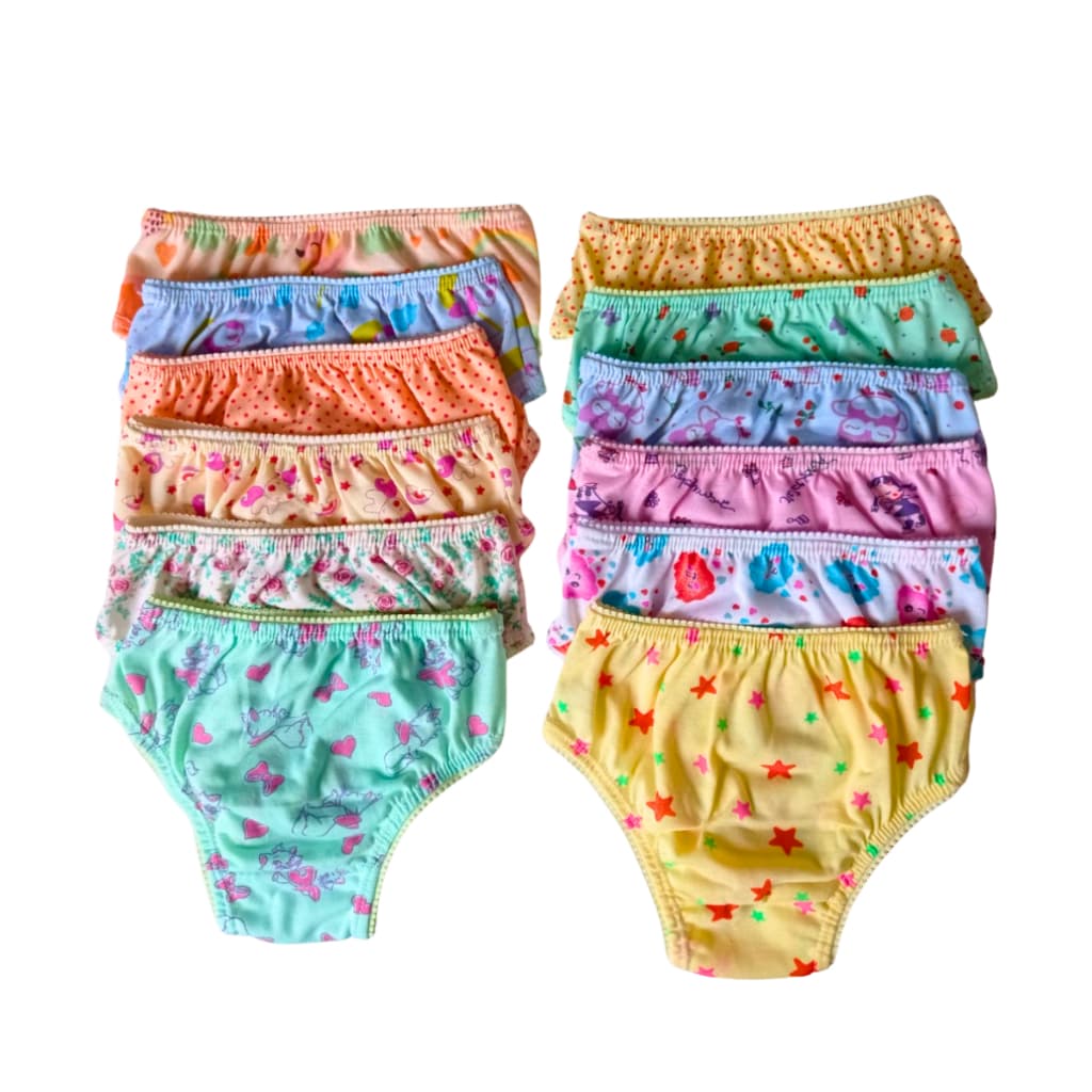 Kit 12 Calcinha Infantil Menina criança calcinhas feminina infantis com forro P M G GG