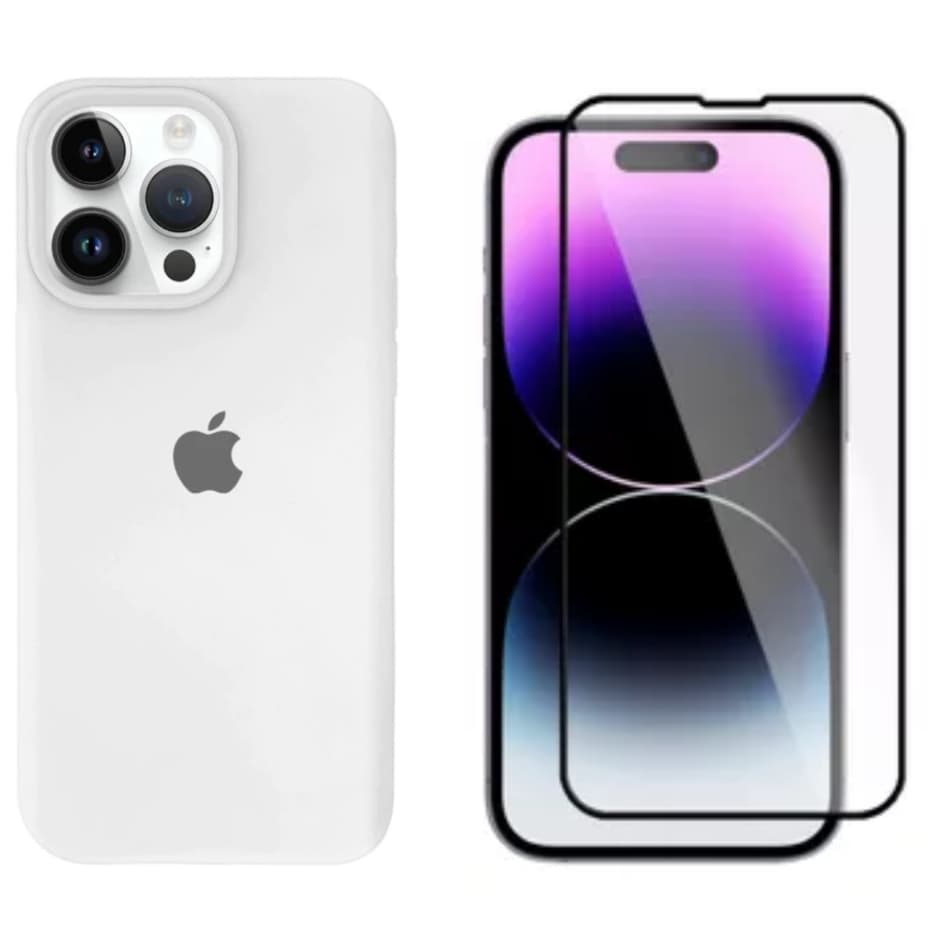 Capa iPhone Preto Branco 11 12 13 14 15 16 Pro Max XR Capinha Silicone Aveludada + Película Virdo 3D iPhone