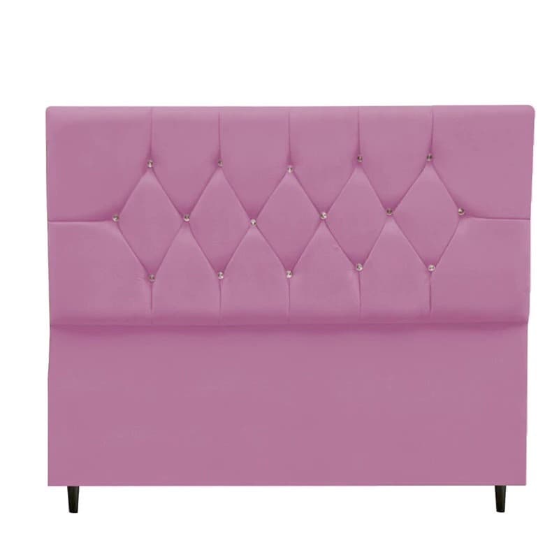 Cabeceira Giovana Casal Queen king Solteiro Para Cama Box  Com Pés Estofada Tecido em Suede Rosa
