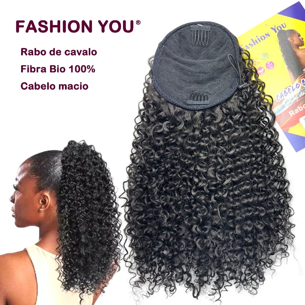 Cabelo Cacheado Rabo De Cavalo Bio Orgânico Com Ajustes Puff Lily 45cm Fashion You