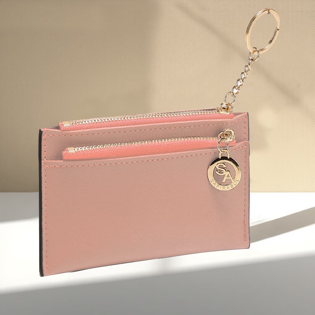 Carteira Feminina Estilo Coreano Curta Multi-Cartões Com Zíper  Emendas Porta-Chaves Moedas LD61