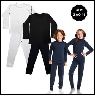 Conjunto Térmico Infantil Menina e Menino Segunda Pele Infantil Flanelado Peluciado Inverno 2 ao 16