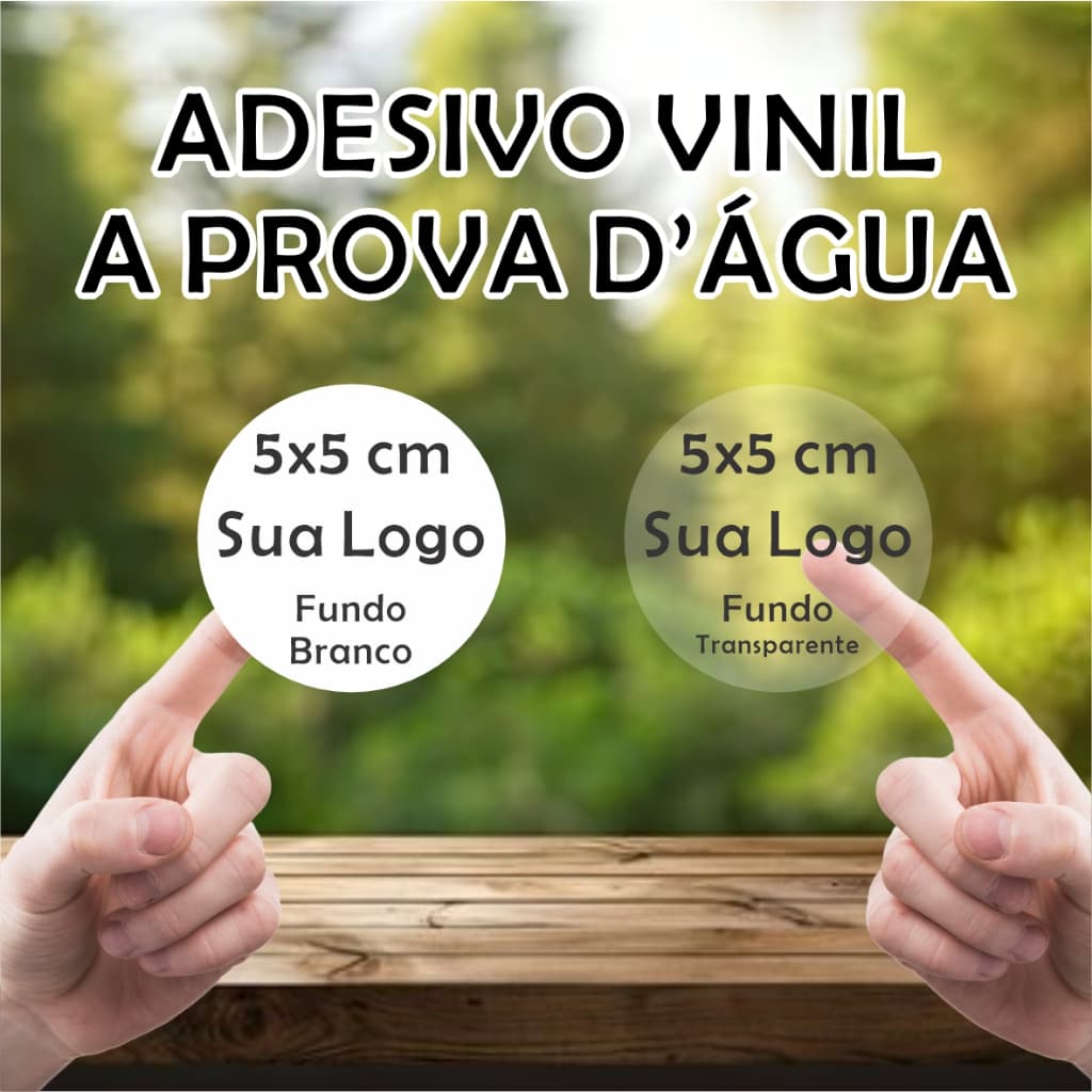 100 adesivos personalizados 5x5 cm vinil a prova d'água