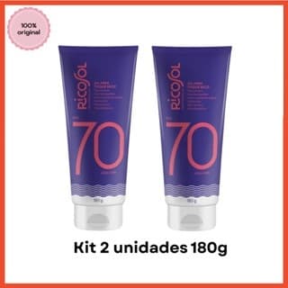Kit 2 Protetor Solar Corporal Ricosol FPS 70 Toque Seco Resistente à água 180g