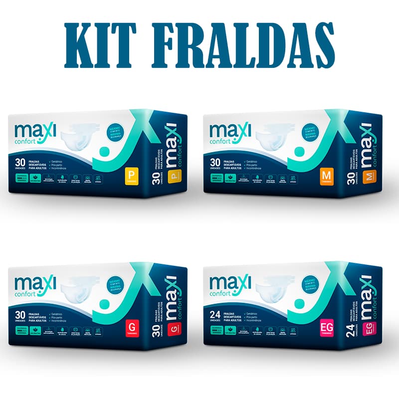 Kit 1-3 Fralda Geriatrica Maxi Confort Pacote Economico