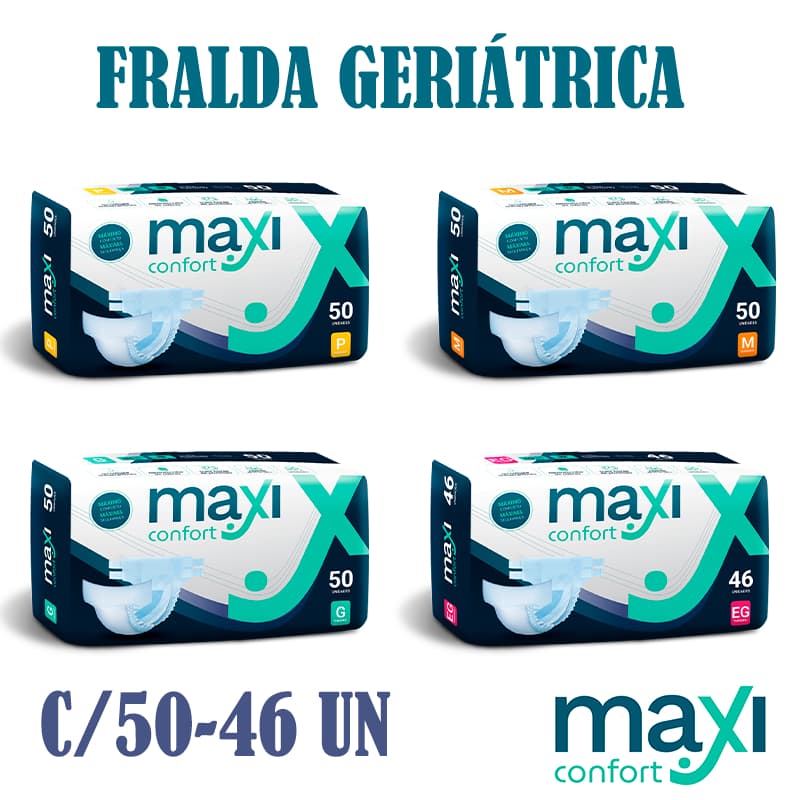 Fralda Geriátrica Maxi Confort P/M/G/EG C/50u Atacado Barato