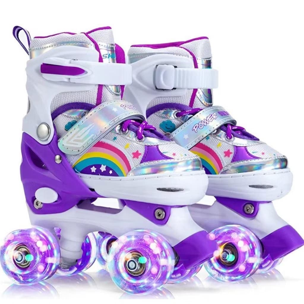 Patins Quad Infantil De 4 Rodas Roxo Arco-iris Crianca Black Friday