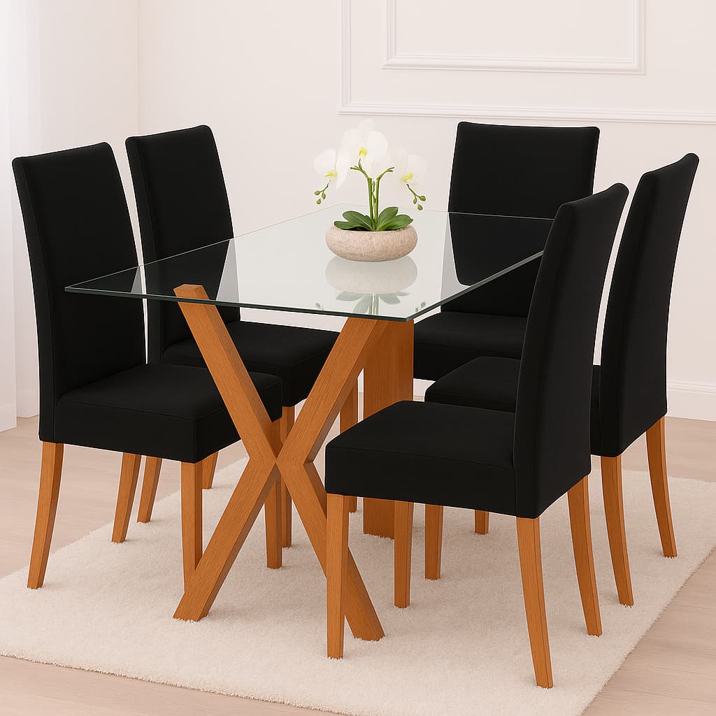 Kit 4 Capas de Cadeira Sala Jantar Malha Ajustável c/ Elástico