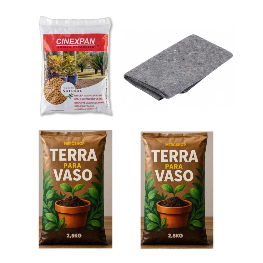 2 Terras 2,5 kilos + 1 Argila 2 kilos + 1 Manta Bidim 1 Metro Kit Plantio Envio Imediato