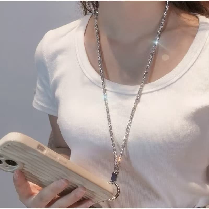 Corda De Telefone De Diamante , Cordão Luxuoso Com Strass E Brilho Estilo Pulso Curto e comprito