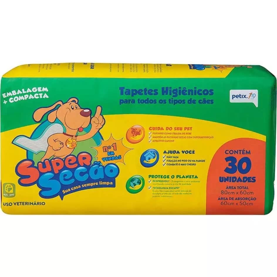 Tapete Higiênico Super Secão para Cães 30/60/90 Unidades ultra obsorvente