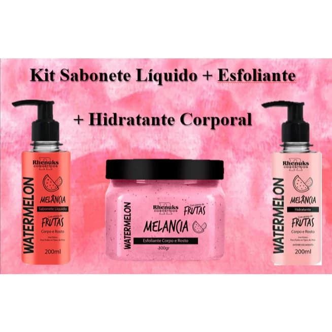 Kit Cuidado Rosto E Corpo Sabonete Líquido + Esfoliante + Hidratante Rhenuks