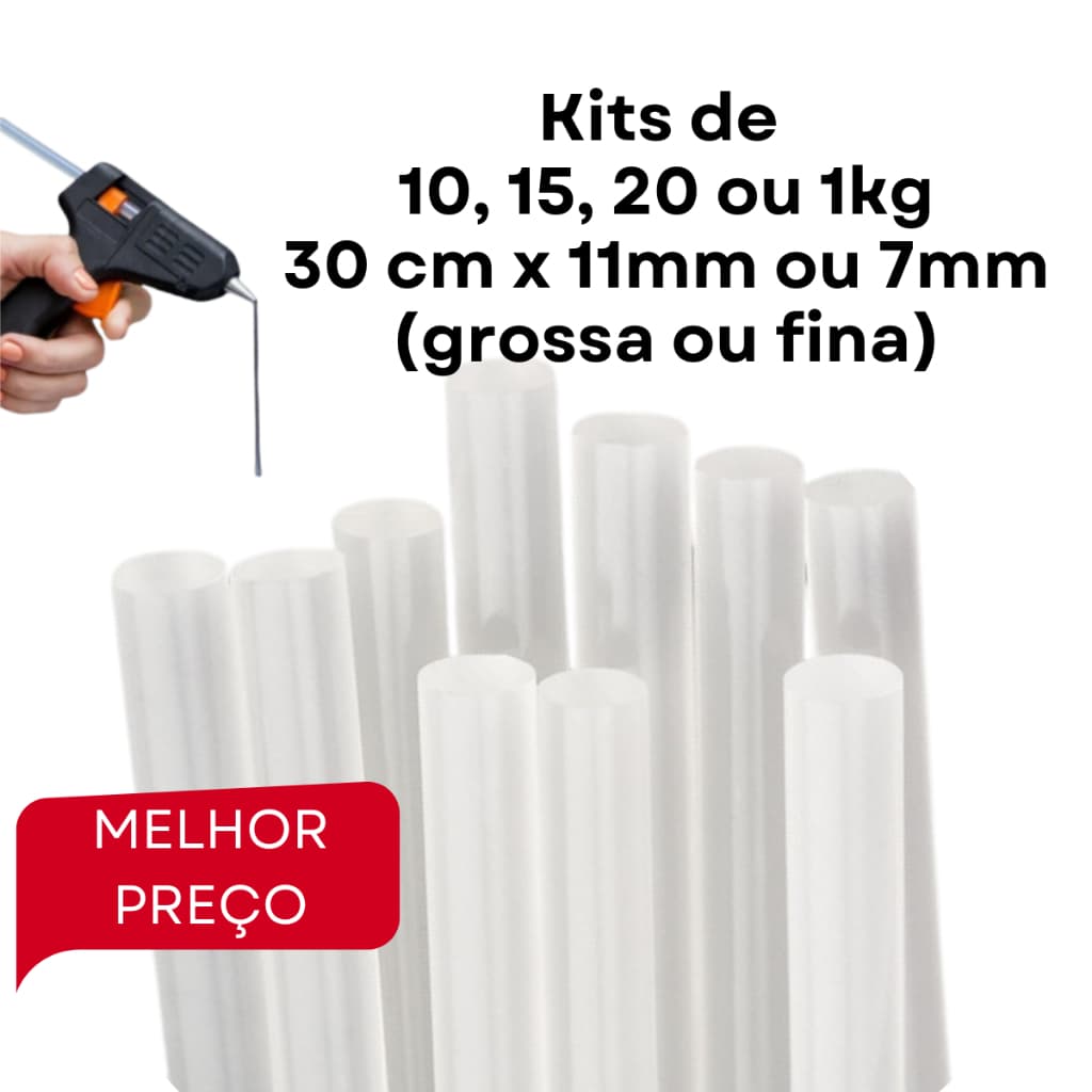 Bastão De Cola Quente Grossa e Fina 11mm 7mm 10/15/20 ou 1kg 30 Cm Transparente