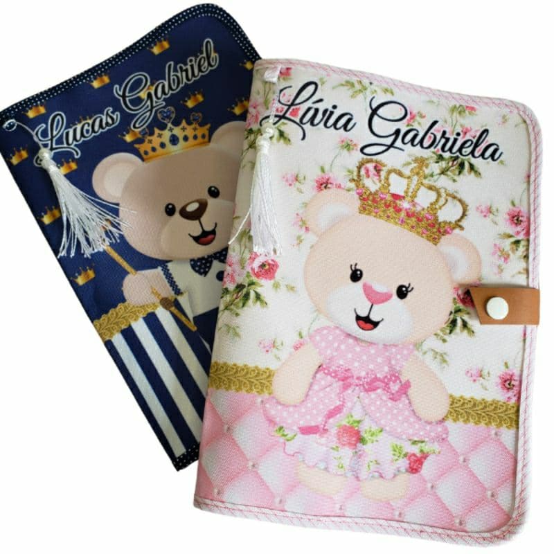 Capa de caderneta de vacinas personalizada porta documentos do bebê vários temas