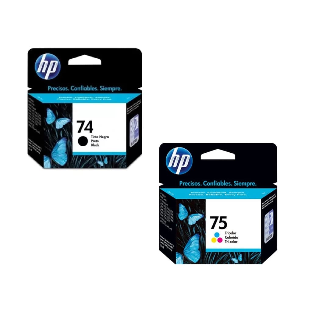 Kit Cartucho Tinta Original 74 Preto + 75 Colorido Photosmart C4480 C4280 C5280