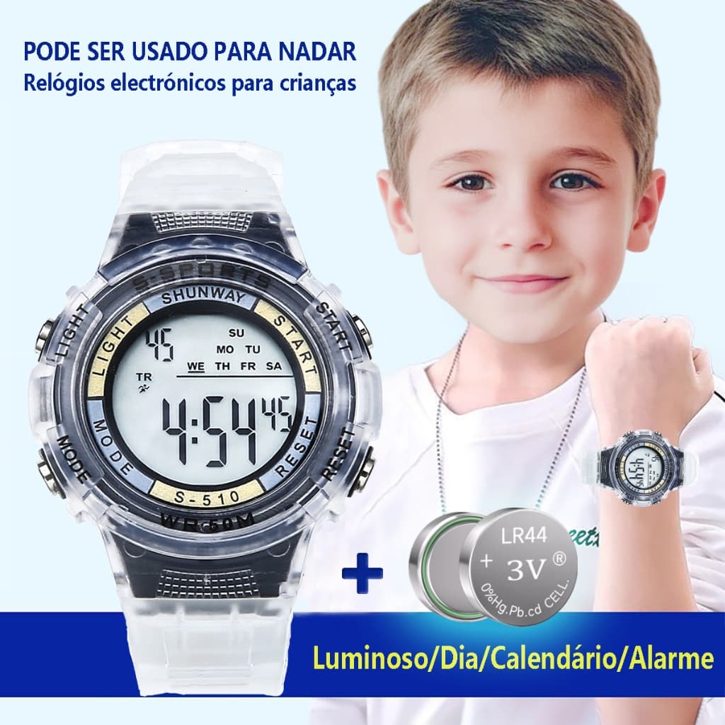 Relógio Infantil Esporte Para Meninos Meninas De Pre Multifuncional E Anti Queda Dwaterproof Água