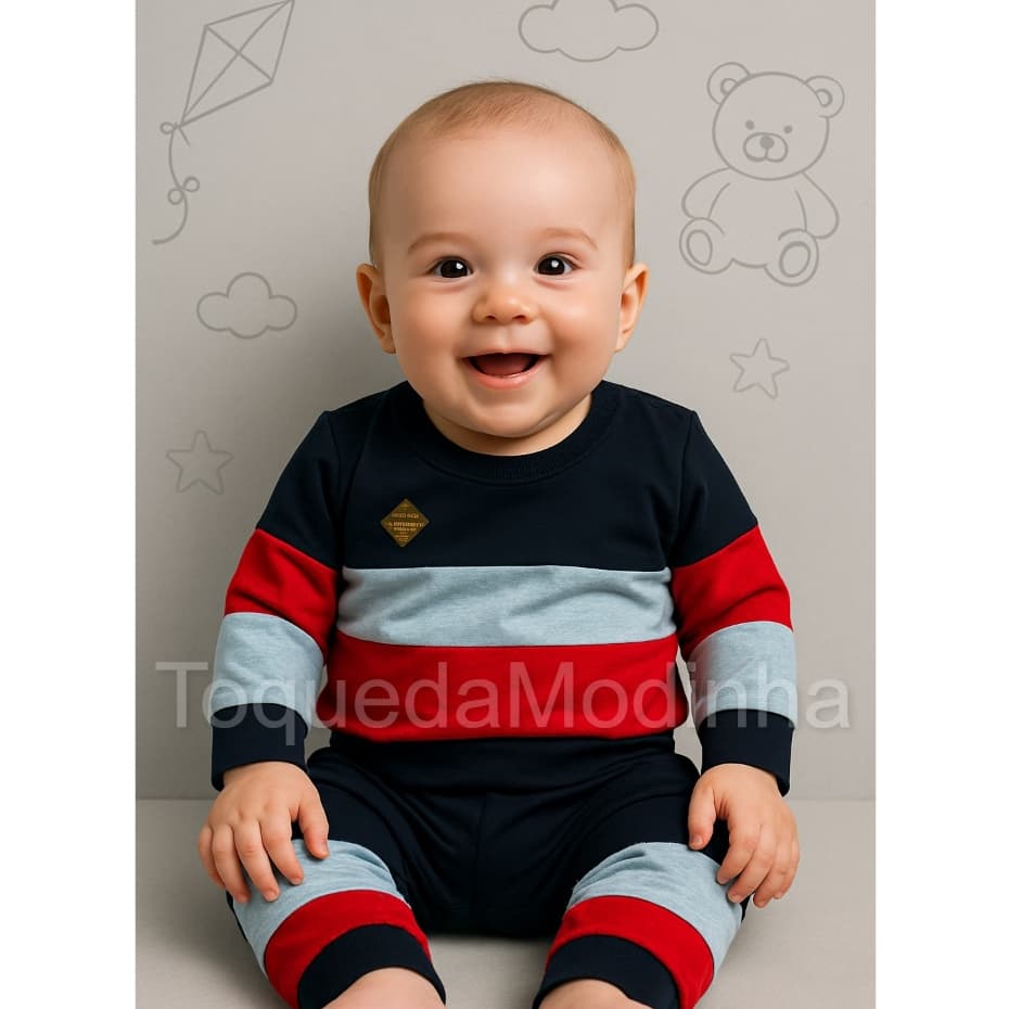 Conjunto Manga Longa Bebê Menino mauricinho meia estação