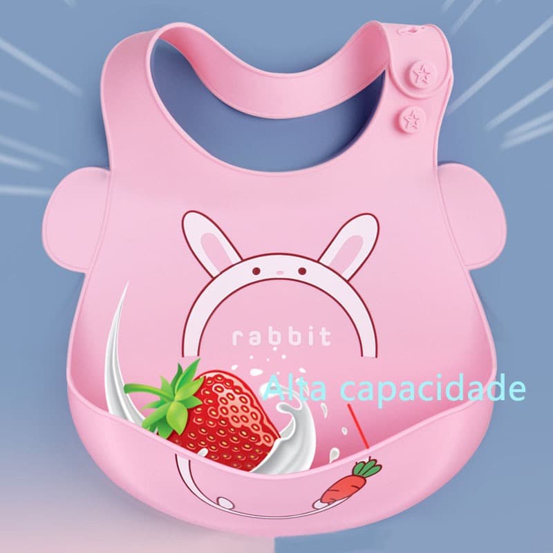Babador Silicone Infantil Migalhas Impermeável Para Bebê Menina Blw Menino Bibs
