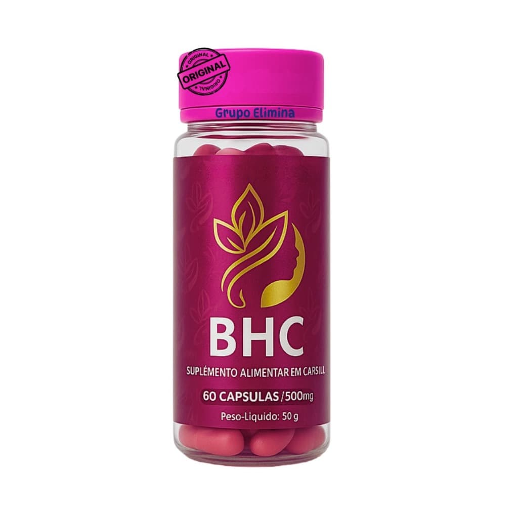 BHC Suplemento 60 Caps Original Combate Queda Capilar Fortalece e Crescimento 5x mais rápido Oficial