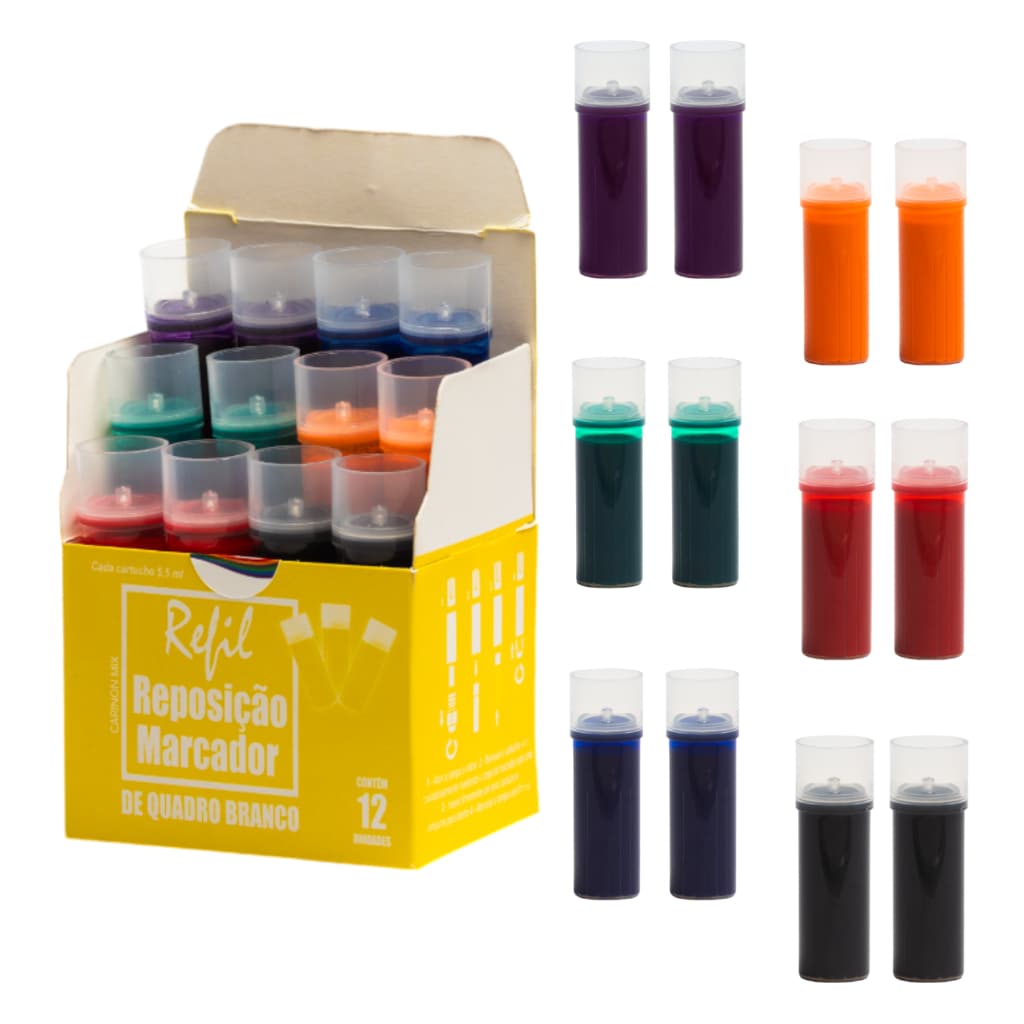 Refil Recarga Para Marcador e Pincel  De Quadro Branco Caixa C/ 12 Un