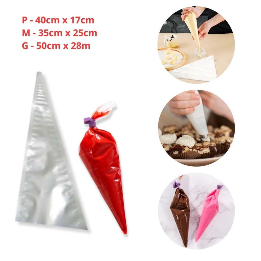 Saco manga de confeitar descartável P, M e G