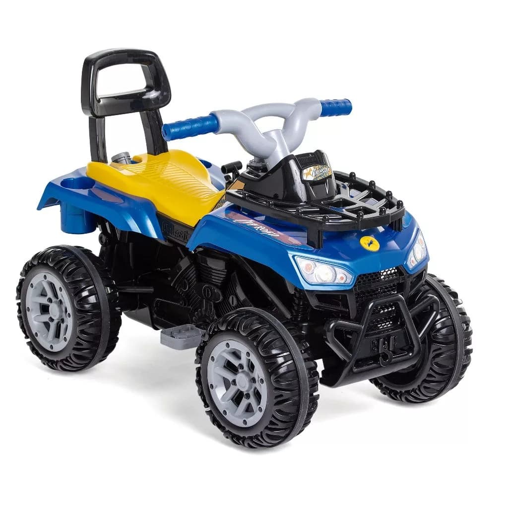 Quadriciclo Infantil Motoca Carrinho de Passeio Cross up Calesita com Haste Empurrador e Pedal