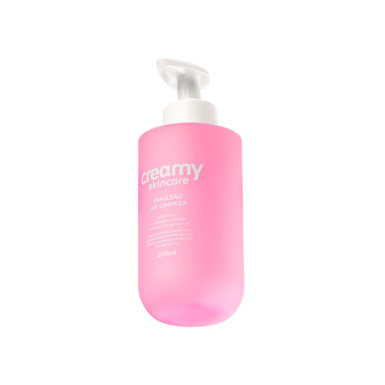 Creamy Skincare Emulsão de Limpeza 200ml | Sem Fragrância, Previne Ressecamento, Limpa sem Agredir, Hidrata a Pele