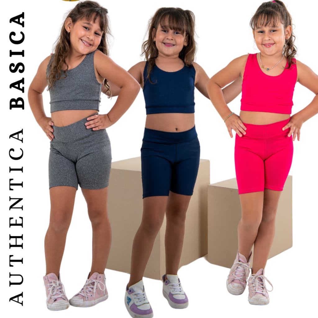 Kit 3 Short Legging Infantil Reforçado Uniforme Esportes Costura Reforçada