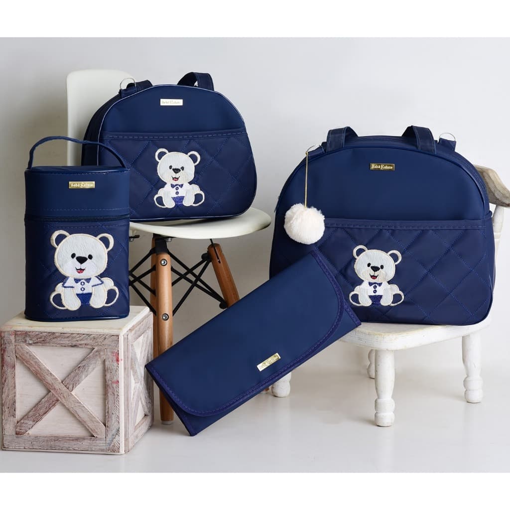 Bolsas de Maternidade Ursinho Feliz + Trocador Para Bebê