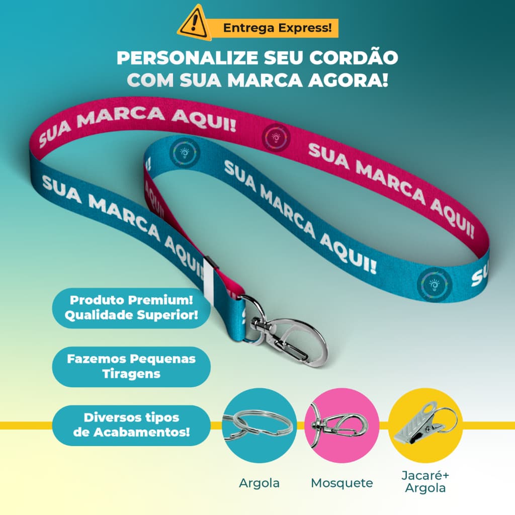 Cordão para Crachá em Alta Qualidade Personalizado Brinde Profissional Artes Grátis