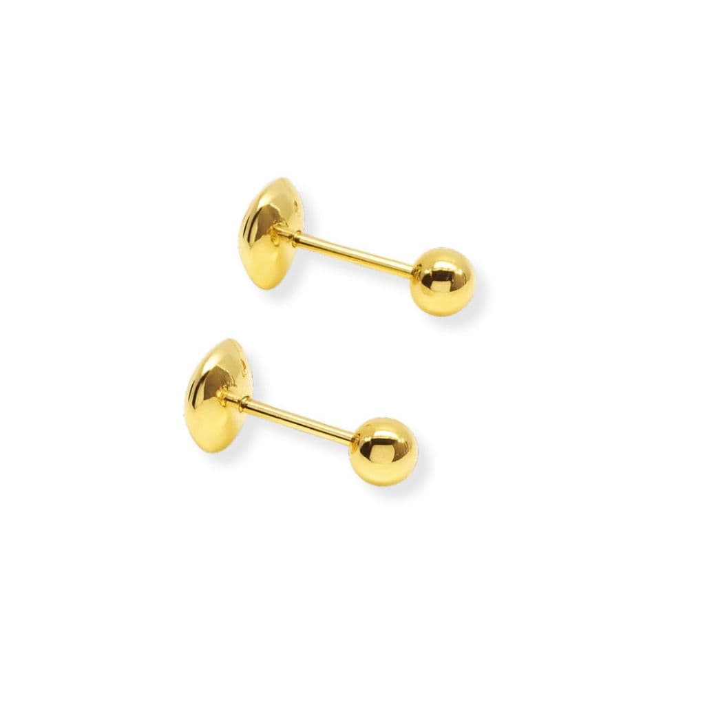 3 Pares Brincos Kit Bolinha 3mm Infantil Antialergico. Acompanha Tarraxa Baby Banhado a ouro  Não Machuca Com Garantia