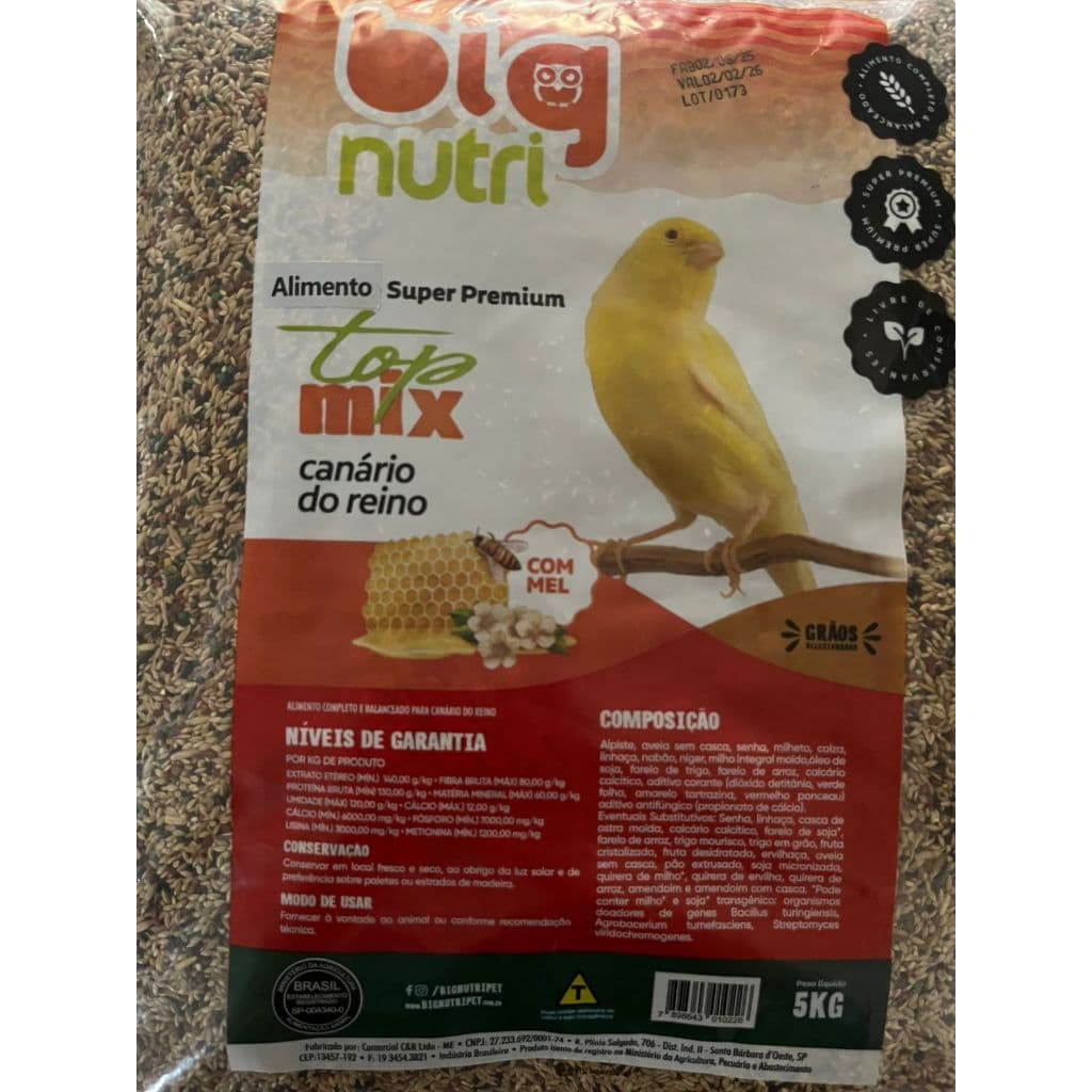 Canario do reino belga mistura premium com mel 5kg
