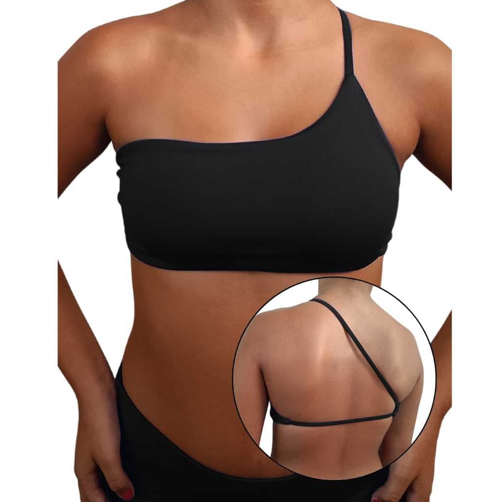 Top Stillo S Assimétrico – Cropped Um Ombro Só com Alça em S nas Costas |Academia, Casual ou Praia