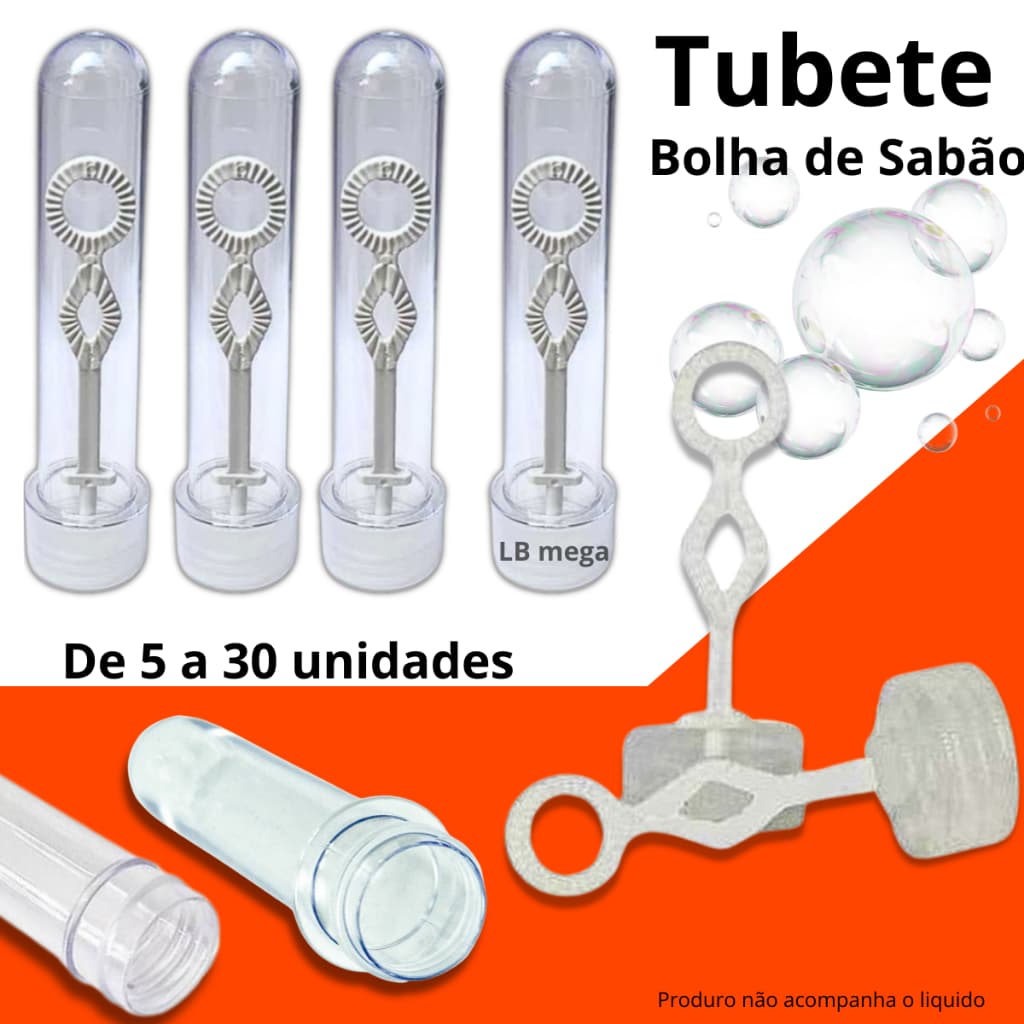 5/10/20/30 Tubete Bolha de Sabão 13cm Para Lembrancinhas Brindes e Festa e Tubo De Ensaio