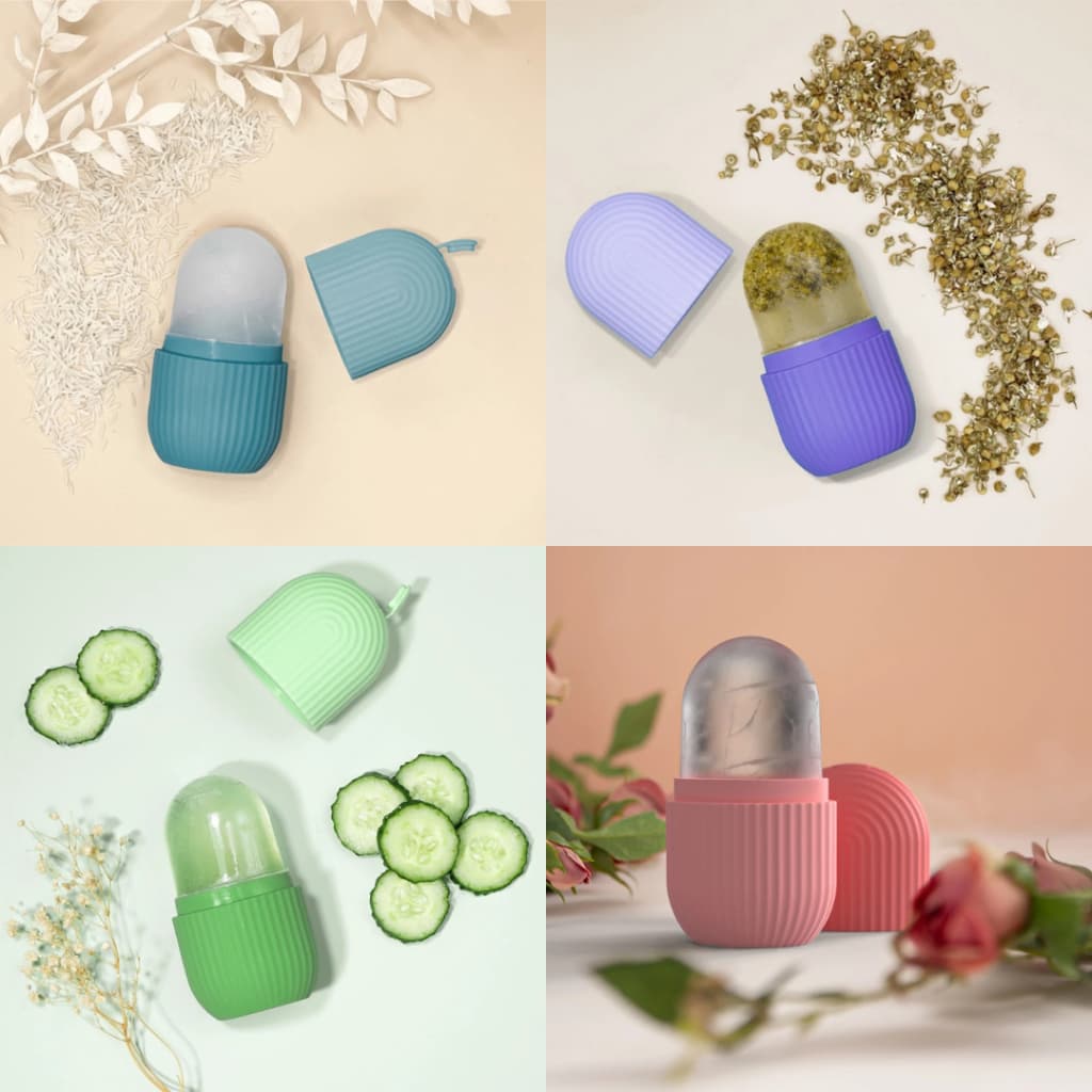 Rolo de Gelo Facial Silicone Massagem, Lifting, Reutilizável, Melhora a Pele e Fecha Poros - SQ7735