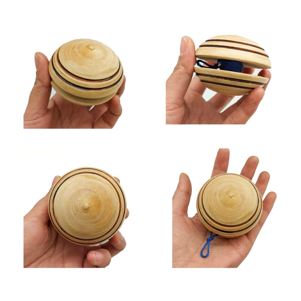 Ioiô de Madeira Artesanal com Ponteira Brinquedo Educacional