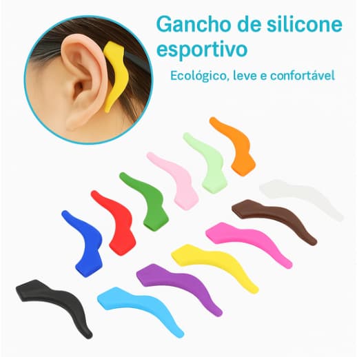 Gancho de Silicone Antiderrapante para Óculos – Esportivo e Confortável (Par) Óculos / Esportes