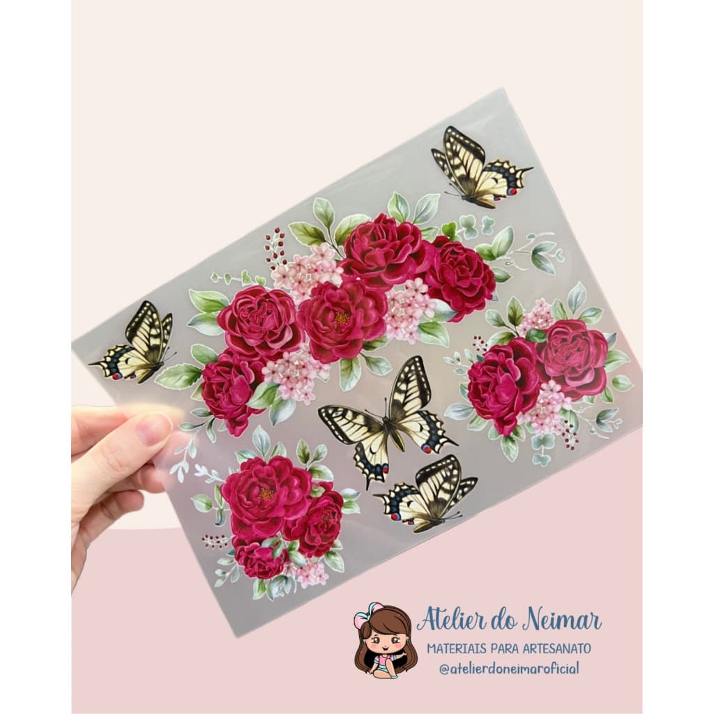 Cartela de decalque termocolante para tecido 14,5x20cm