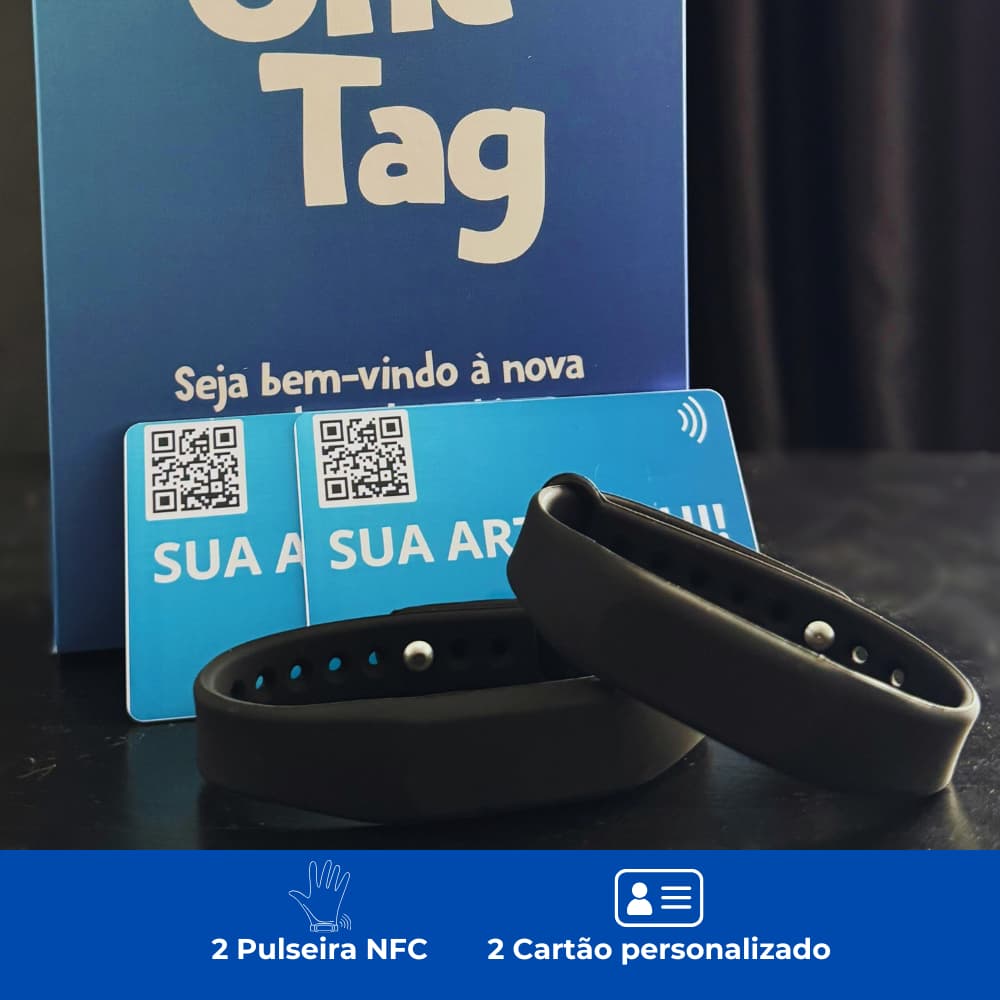 Cartão de Visita Digital - Kit (2 cartões personalizados 2 Pulseiras)