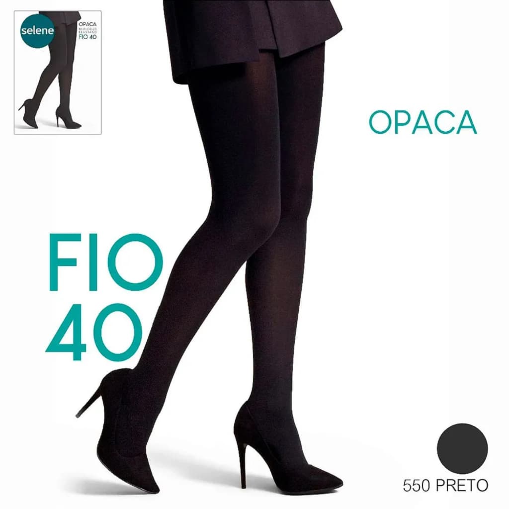Meia Feminina opaca Fio 40 Selene Preto 9650
