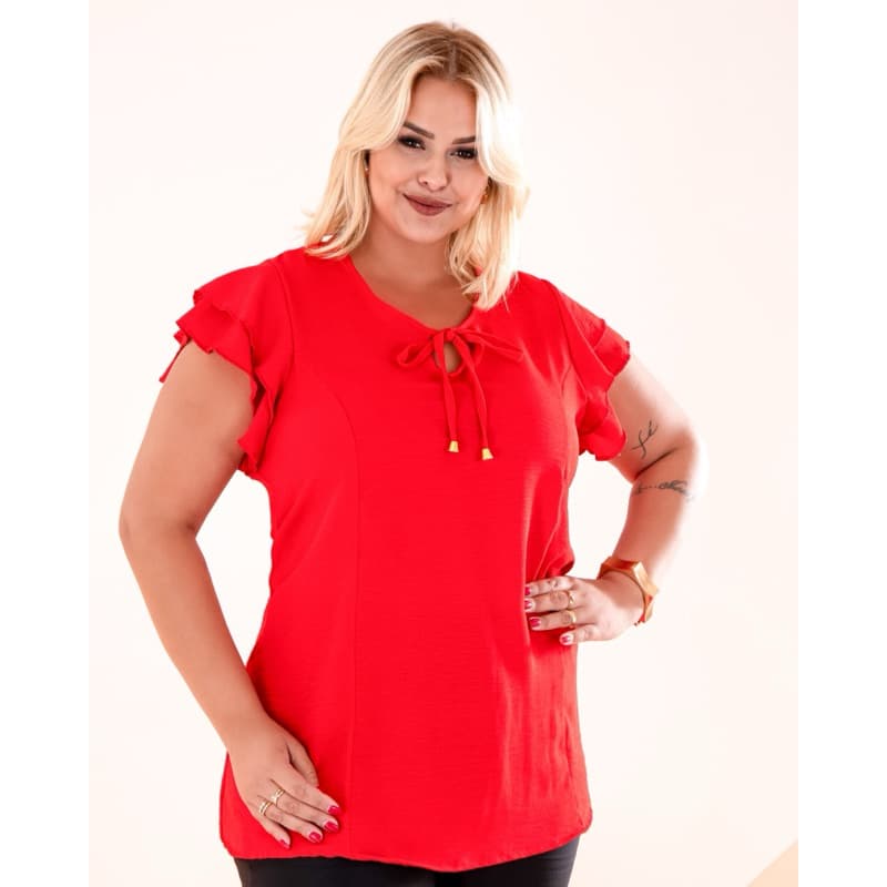 Blusa Feminina DUAS MANGAS Duna Leve com Amarração Frontal Moda Maior