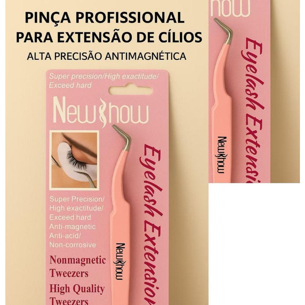 NewShow Pinça Profissional para Extensão de Cílios - Alta Precisão Antimagnética